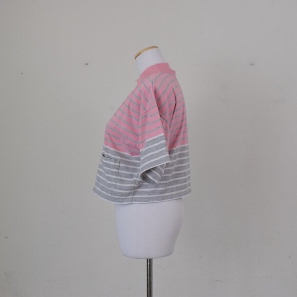 Vintage 90s Pink/Gray Mockneck Crop Tee by Nike - Picture 2 of 11
